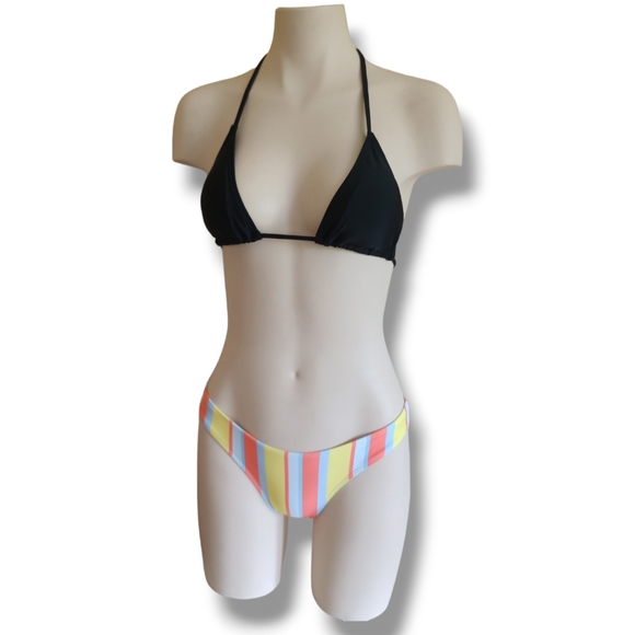 💥 Women's Multicolored Stripe High Leg Bikini Swim Bottoms - Picture 5 of 16